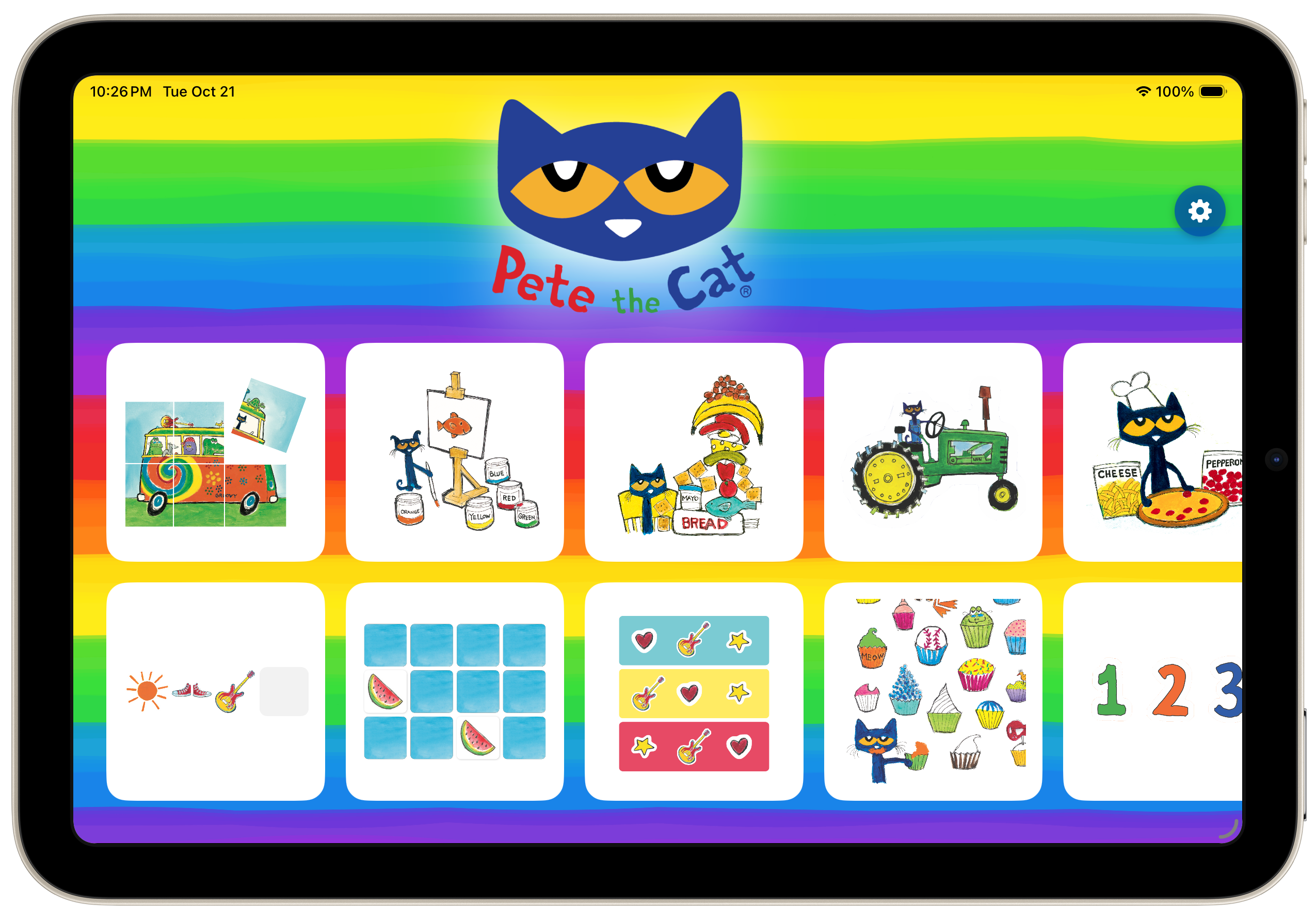 Pete The Cat App Home Screen